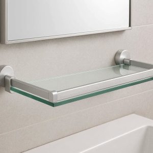 22 Drill Free Bathroom Glass Shelf Wall Mounted Floating Vanity Rack Anodized Aluminum Rail Storage Holder for Mirror