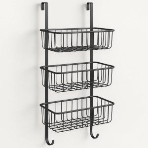 30 Over the Door Shower Caddy 3 Tier Hanging Bathroom Rack Rustproof Metal Storage Basket Deep Organizer Shelves
