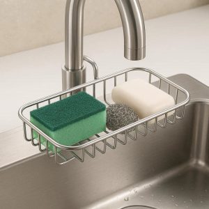 6 Over the Faucet Drying Rack Stainless Steel Kitchen Sink Organizer Sponge Holder Hanging Soap Dish Drainer Basket